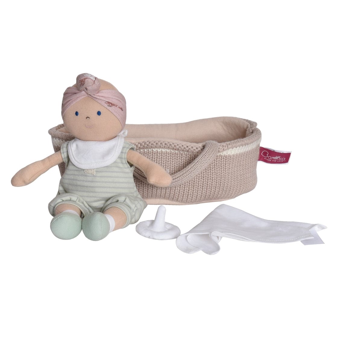 Tikiri Toys Tikiri Toys Soft Doll Remi Baby Light Skin with Carry Cot, Bottle & Blanket - Little Miss Muffin Children & Home
