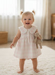 Soft Pink Collars Check Dress & Bloomer Set