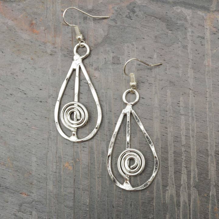Anju Jewelry Silver Plated Earrings - Teardrop and Spiral - Little Miss Muffin Children & Home