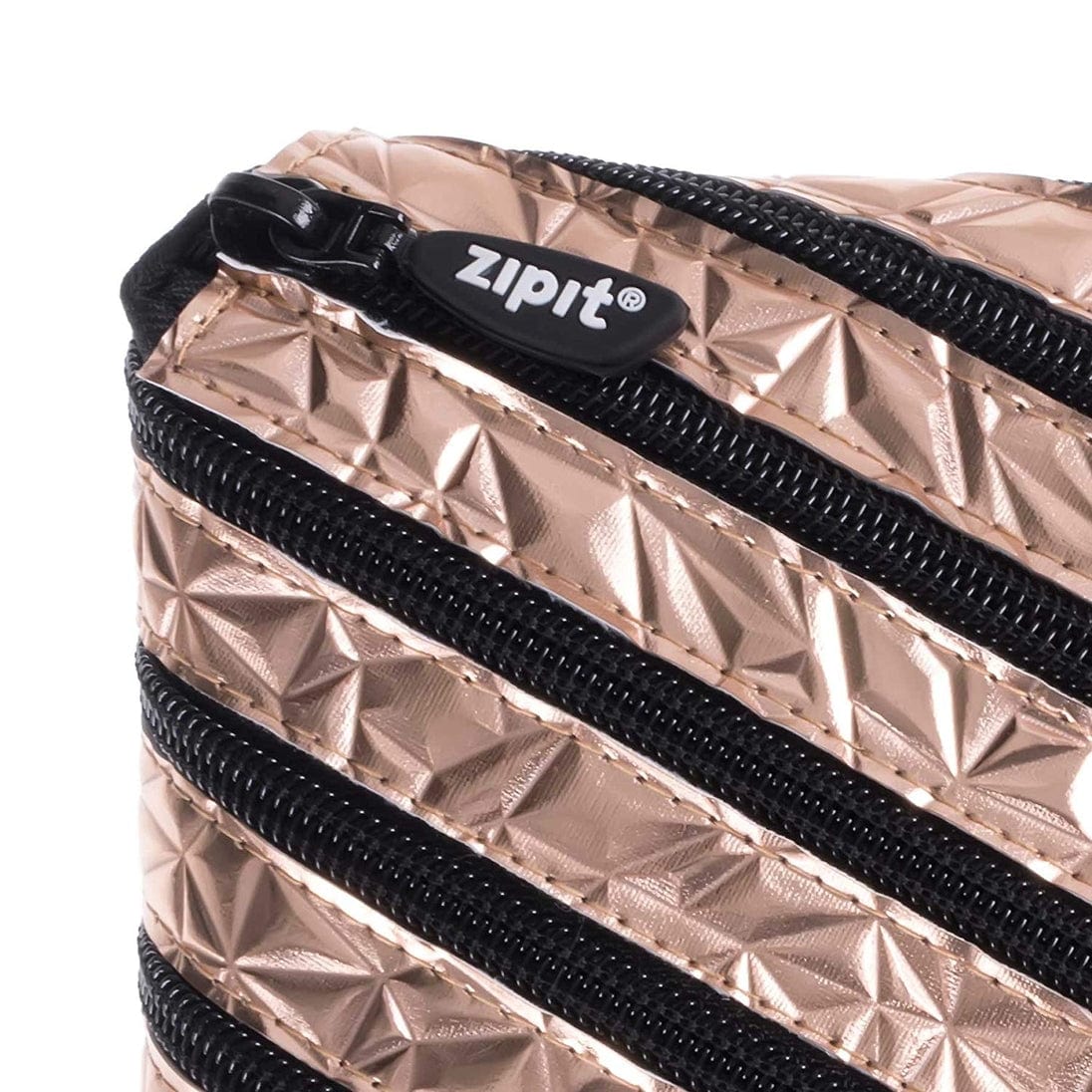 Zipit Usa Metallic Jumbo 3 Ring Pencil Case in Rose Gold - Little Miss Muffin Children & Home