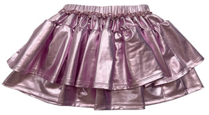 Lulu Bebe Zaza Double Ruffle Metallic Skirt