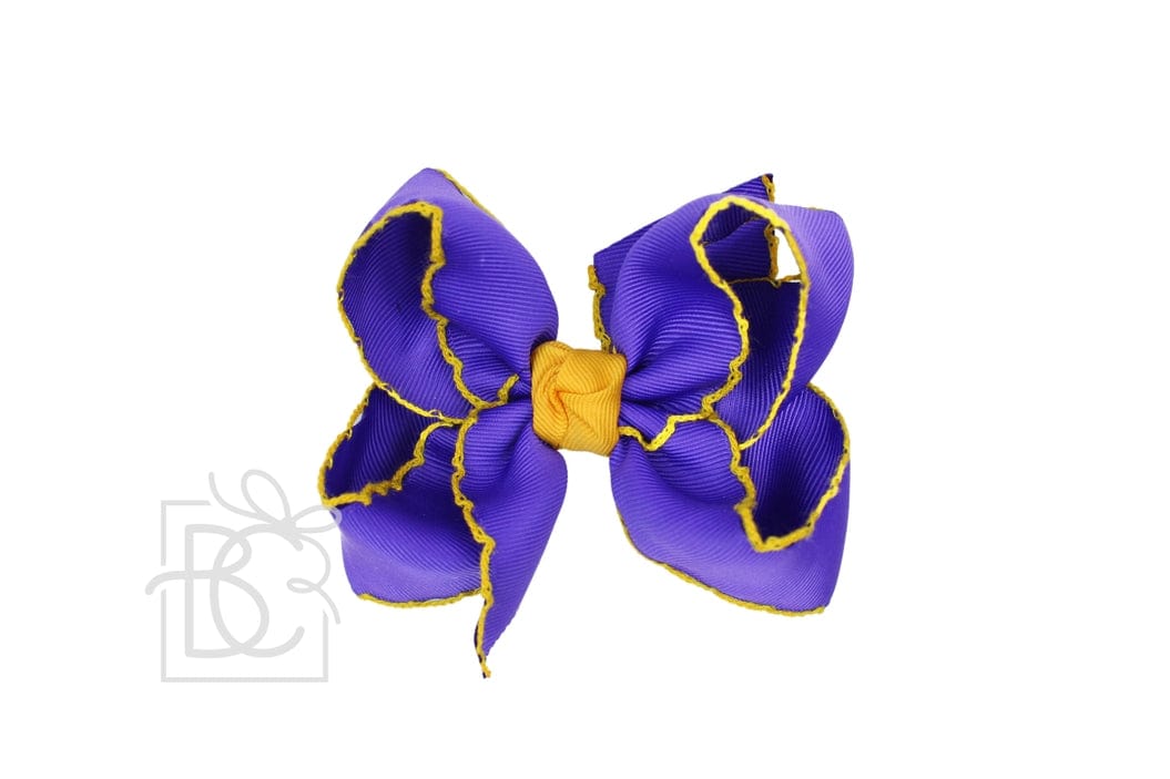 Beyond Creations Beyond Creations Yellow Gold Crochet Edge 4.5" Large Purple Bow - Little Miss Muffin Children & Home