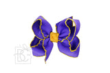 Beyond Creations Yellow Gold Crochet Edge 4.5" Large Purple Bow