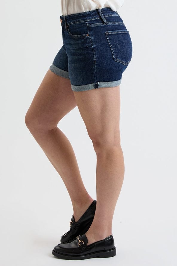 YMI Jeans YMI High Rise Premium Stretch Fold-Over Cuff Shorts, Dark Indigo - Little Miss Muffin Children & Home