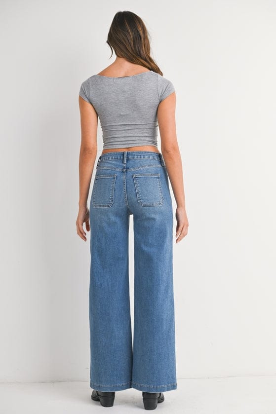 Just Black Just Black Denim Mini Patch Pocket Wide Leg Jeans - Little Miss Muffin Children & Home