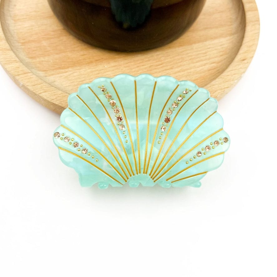 The Diva Soap Crystal Shell Claw Clip, Ocean Creatures Hair Clip in Green - Little Miss Muffin Children & Home