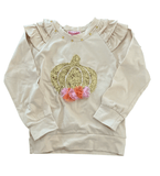 Joyous and Free Pumpkin Long Sleeve Tee with Tulle and Sequins