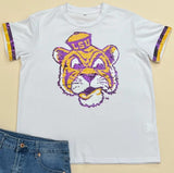 Bomb Designs Bomb Designs LSU Vintage Tiger Women's Sequin Design Tee - Little Miss Muffin Children & Home