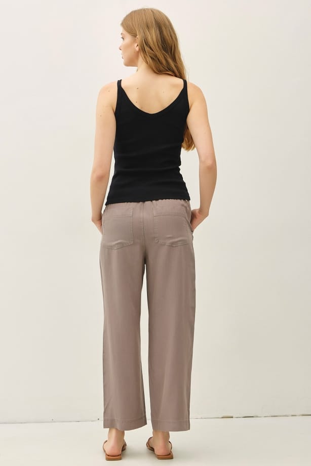 Tencel Wide Leg Pant with Patch Pockets