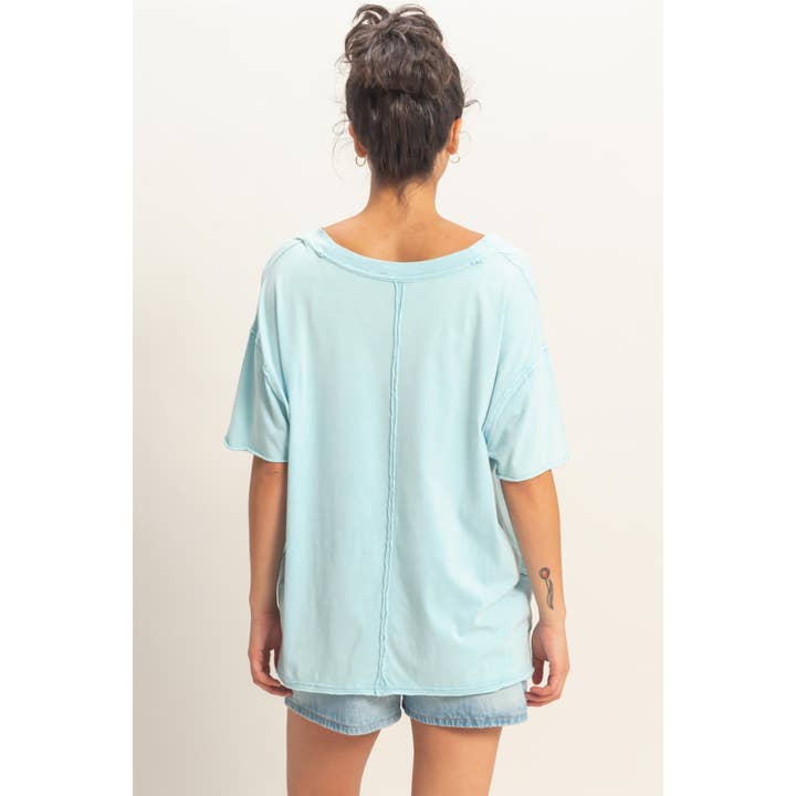 Double Zero Short Sleeve V-Neck T-Shirt in Blue - Little Miss Muffin Children & Home