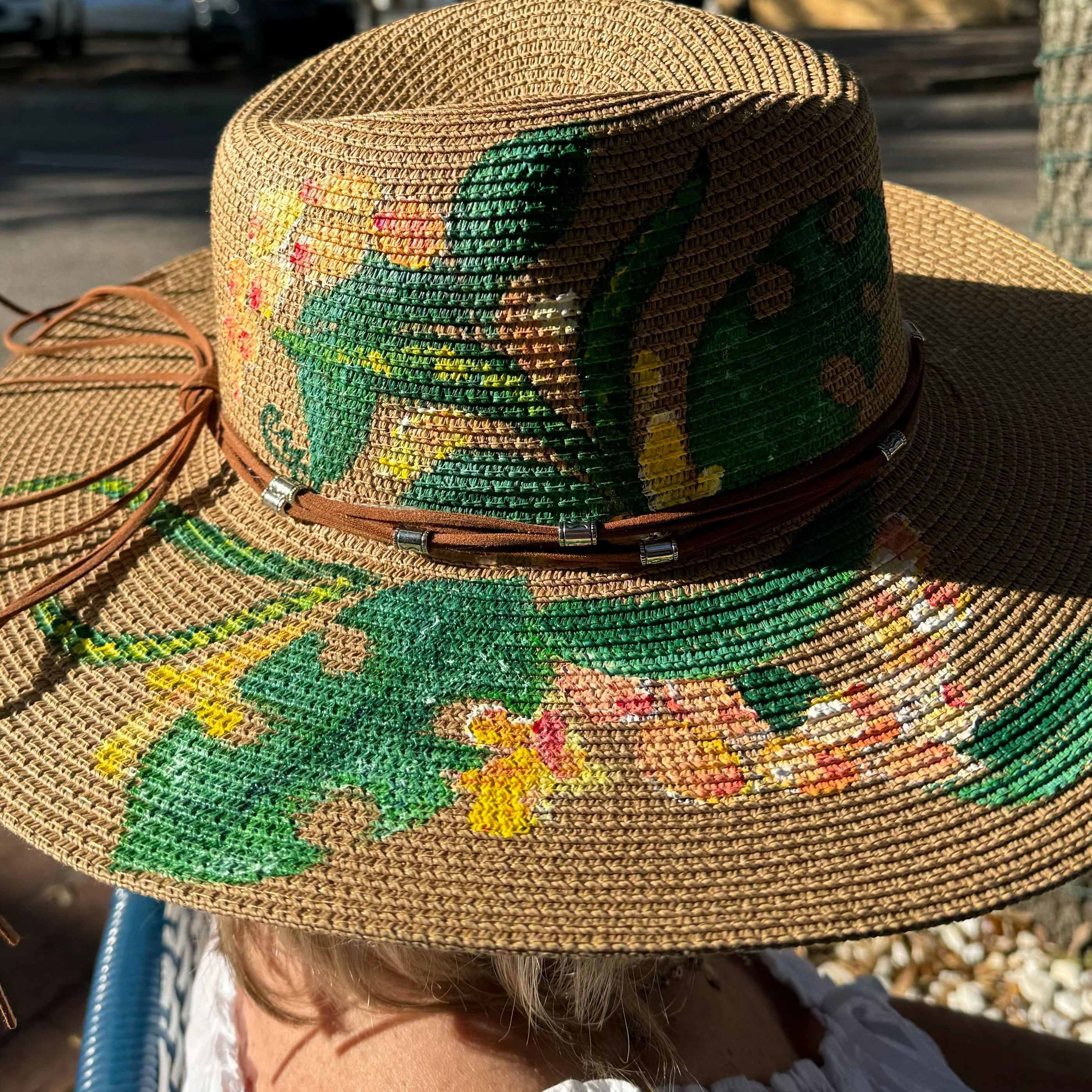 Little Miss Muffin Exclusive Michelle's Art Box Hand-Painted Hibiscus Floppy Hat - Little Miss Muffin Children & Home