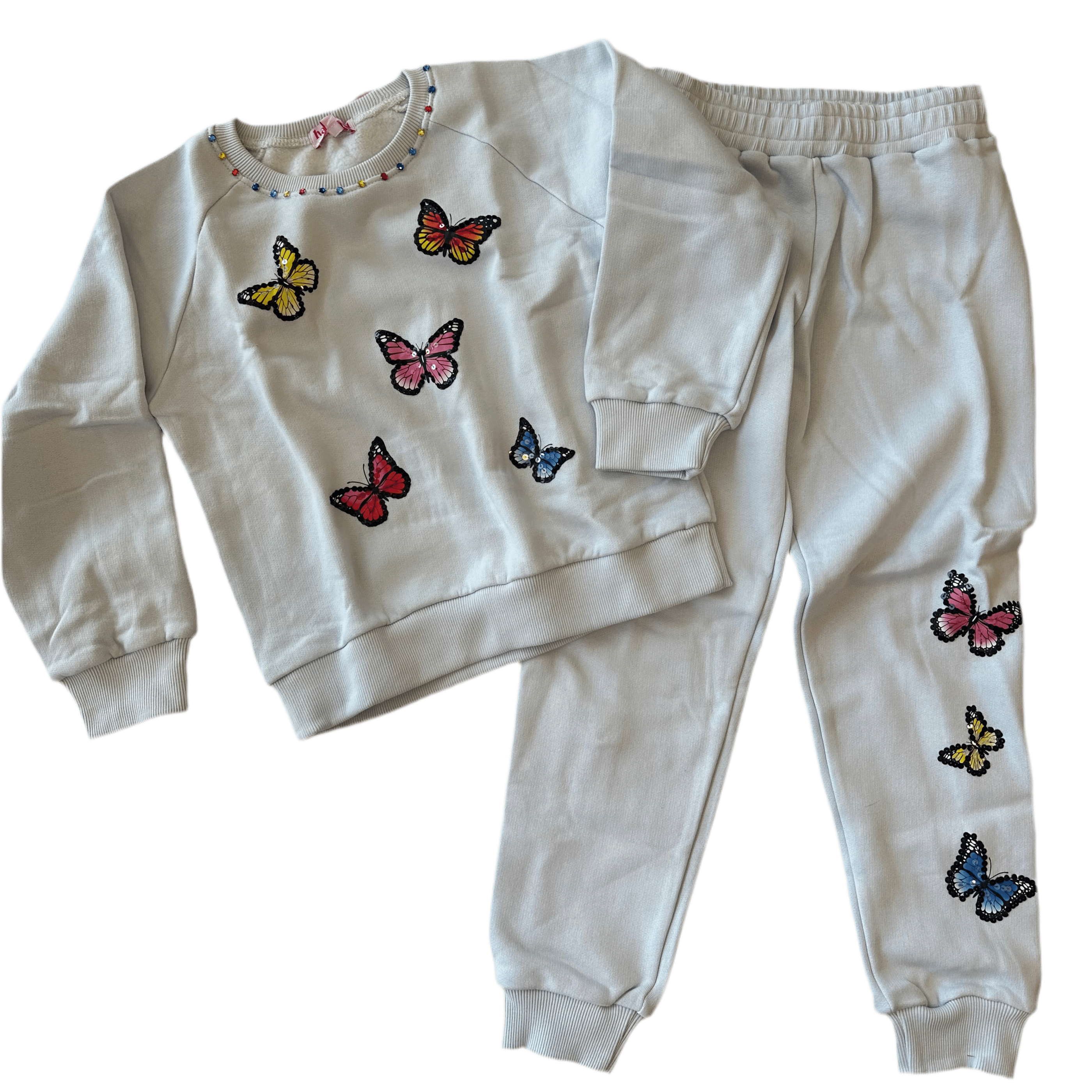 Children's sweatshirt and jogger set with butterfly designs