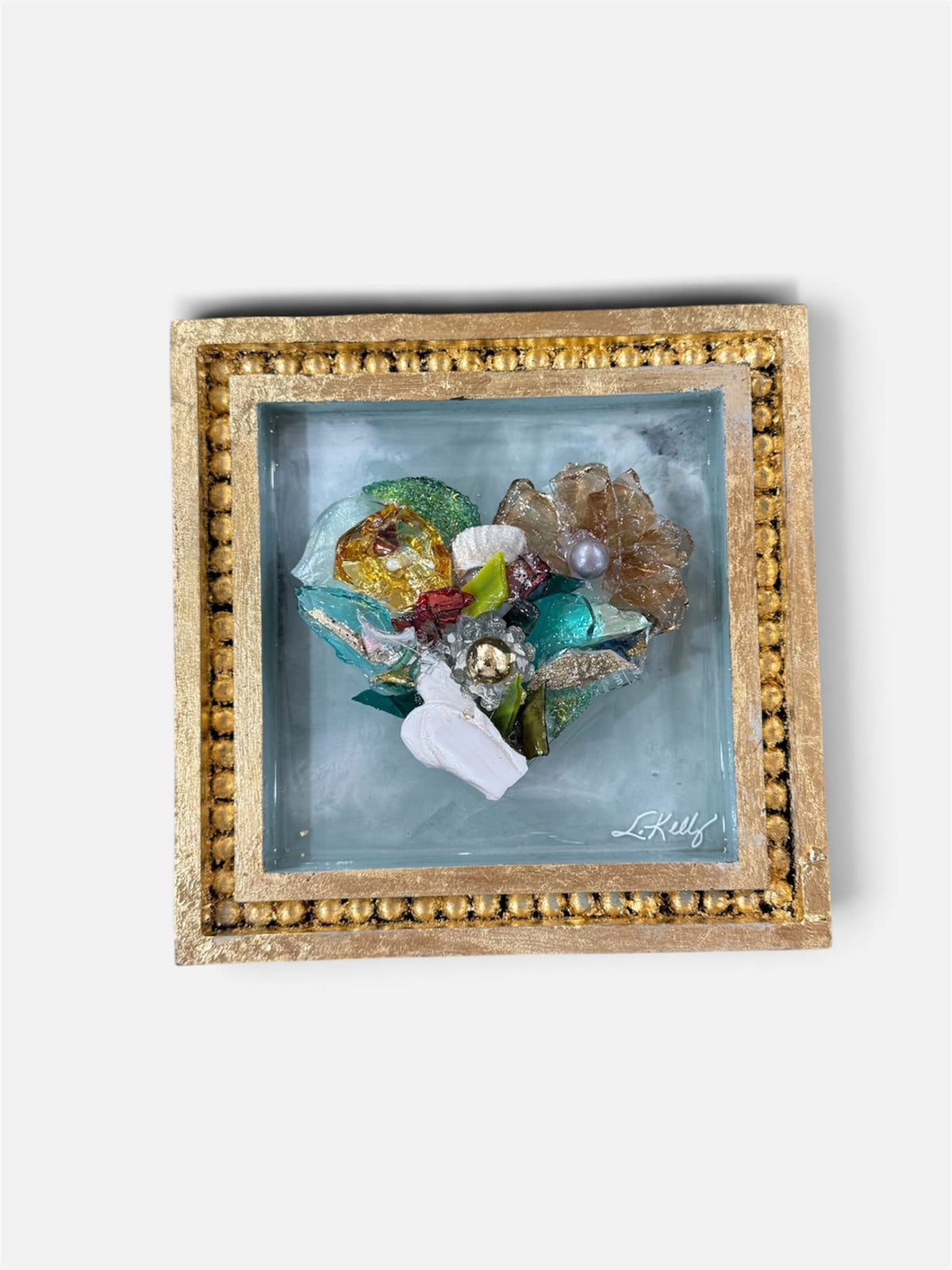 Gold Framed Heart Art 8x8