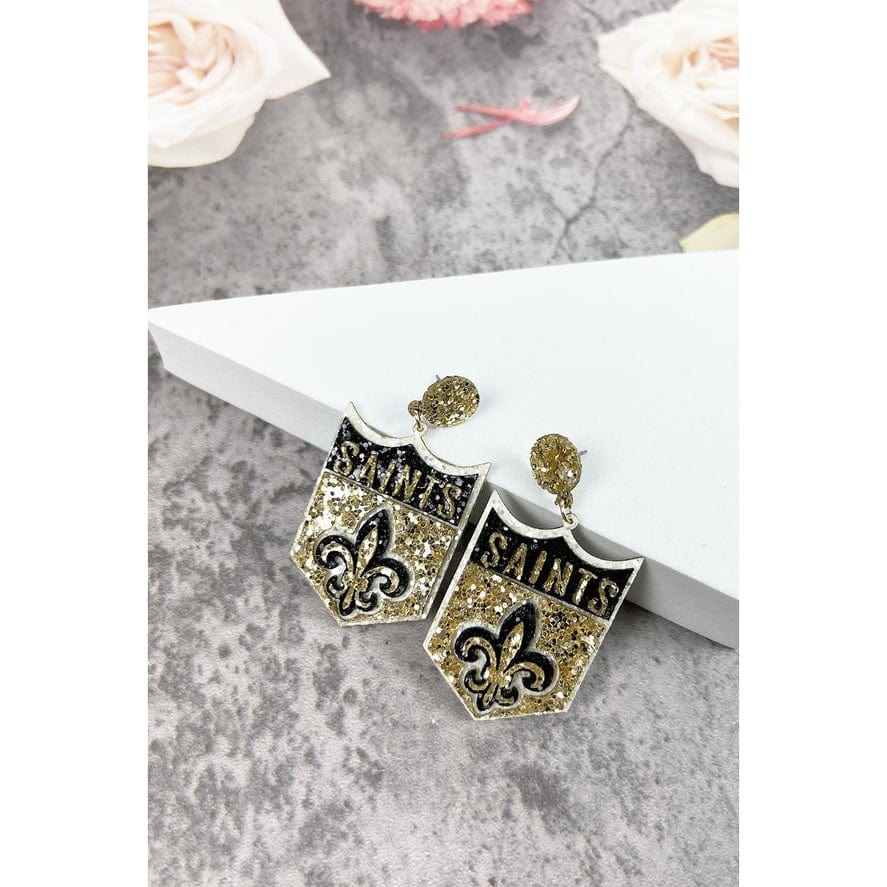 JHP Collection JHP Collection Saints Shield Glitter Post Earring - Little Miss Muffin Children & Home