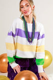 Vine & Love Vine & Love Boatneck Long Sleeve Mardi Gras Stripe Sweater - Little Miss Muffin Children & Home