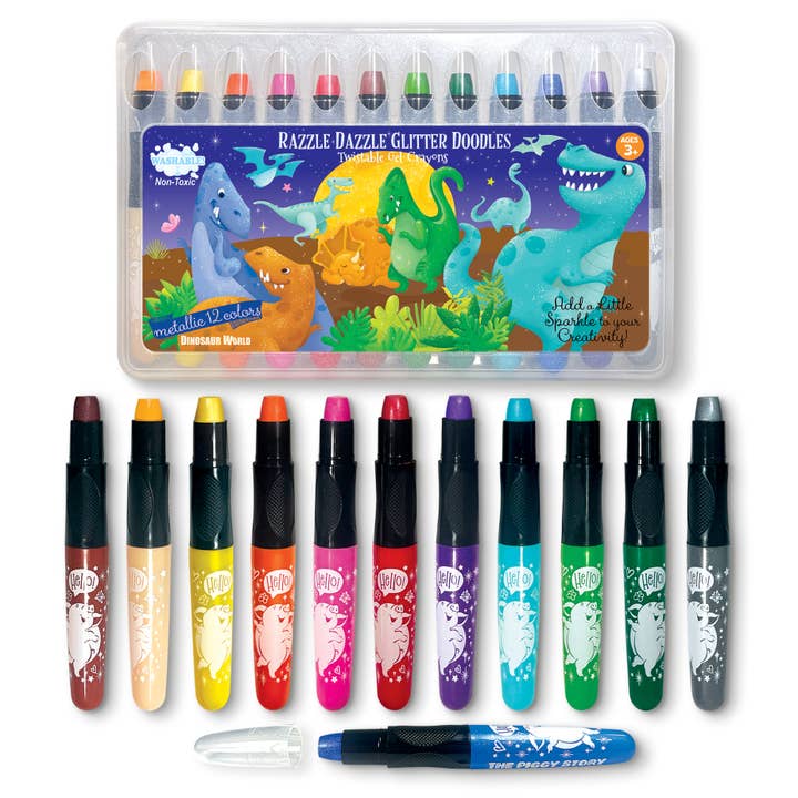 The Piggy Story The Piggy Story Dry Erase Twistable Gel Crayons, 12 Piece Set, 6 Container Styles - Little Miss Muffin Children & Home