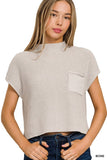 Vanilla Monkey Mock Neck Short Sleeve Sweater in Bone