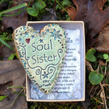 Clay Fossils Soul Sister Handmade Pottery Heart Memento