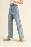 Miou Muse Straight Wide Leg Denim Pants in Denim