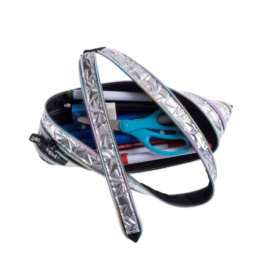 Zipit Usa Metallic Pencil Case in Silver - Little Miss Muffin Children & Home