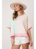 Sheer Trend Sheer Trend Mixed Stripe Oversized Sweatshirt - Little Miss Muffin Children & Home