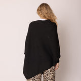 Long Sleeve Solid Color Poncho in Black