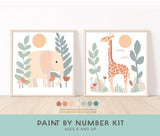 Breathe People Elephant + Giraffe Paint by Number Kit + Easel for Kids