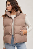 Bluivy Zipper Front Puffer Vest, Mushroom