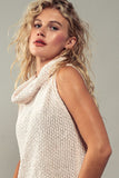 Urban Daizy Hailee Cowl Neck Sleeveless Crochet Sweater