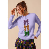 Ive Mardi Gras Sequin Bow Sweater