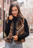 Fabulous Furs Faux Fur Reversible Chevron Shortie Vest