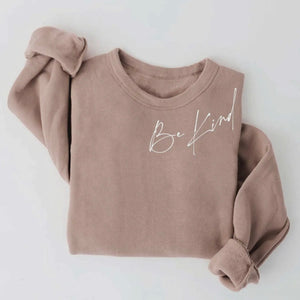 Oat Collective Be Kind Graphic Sweatshirt in Tan