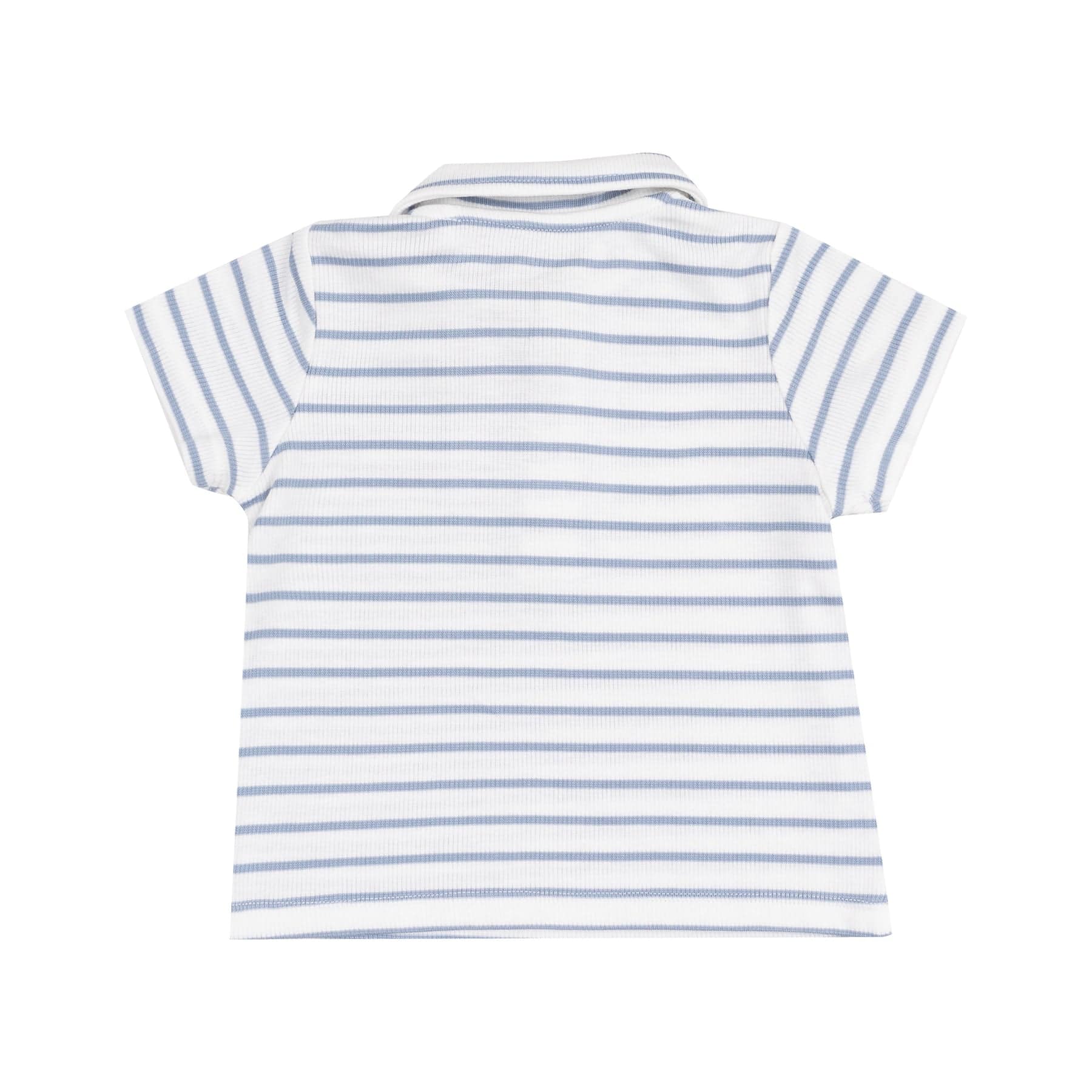Angel Dear Angel Dear French Stripe Dusty Blue Polo Shirt And Muslin Short - Little Miss Muffin Children & Home