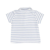 Angel Dear French Stripe Dusty Blue Polo Shirt And Muslin Short