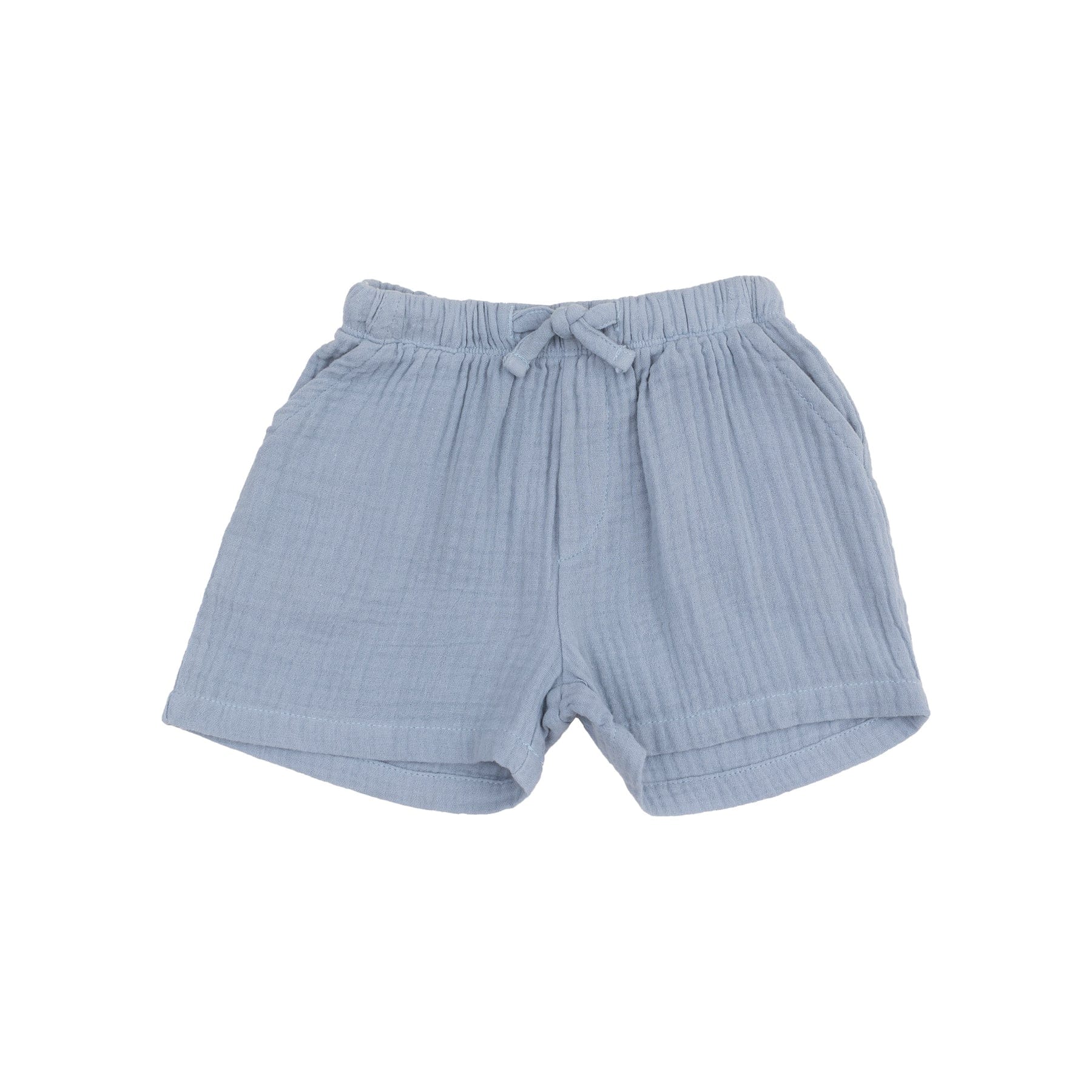 Angel Dear Angel Dear French Stripe Dusty Blue Polo Shirt And Muslin Short - Little Miss Muffin Children & Home