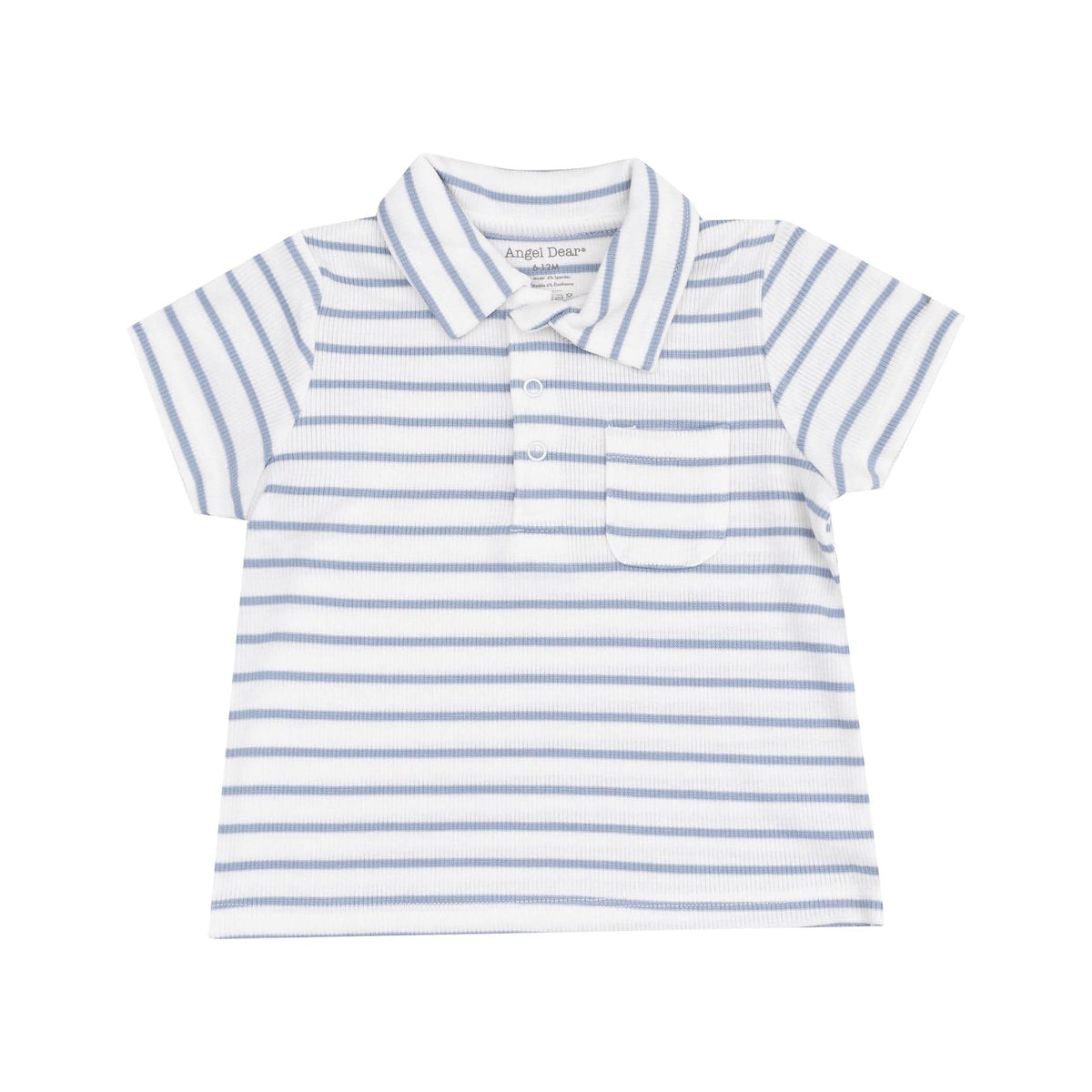 Angel Dear Angel Dear French Stripe Dusty Blue Polo Shirt And Muslin Short - Little Miss Muffin Children & Home