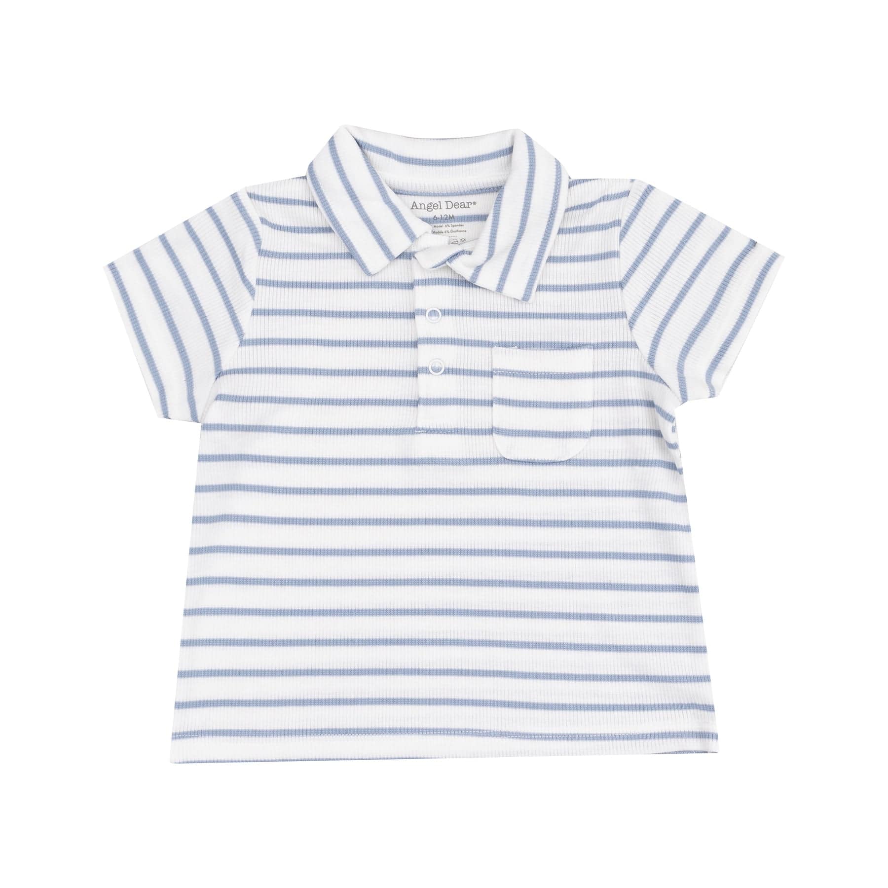 Angel Dear Angel Dear French Stripe Dusty Blue Polo Shirt And Muslin Short - Little Miss Muffin Children & Home