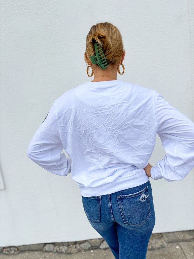 Mardi Gras Creations Mardi Gras Creations Adult Crowns and Masks French Terry Light Weight Pullover - White - Little Miss Muffin Children & Home