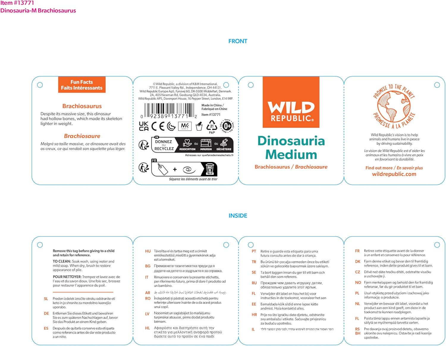 Wild Republic Dinosauria Medium Brachiosaurus - Little Miss Muffin Children & Home