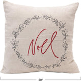 Creative Co-Op Creative Co-op Embroidered Noel Linen & Cotton Square Pillow - Little Miss Muffin Children & Home