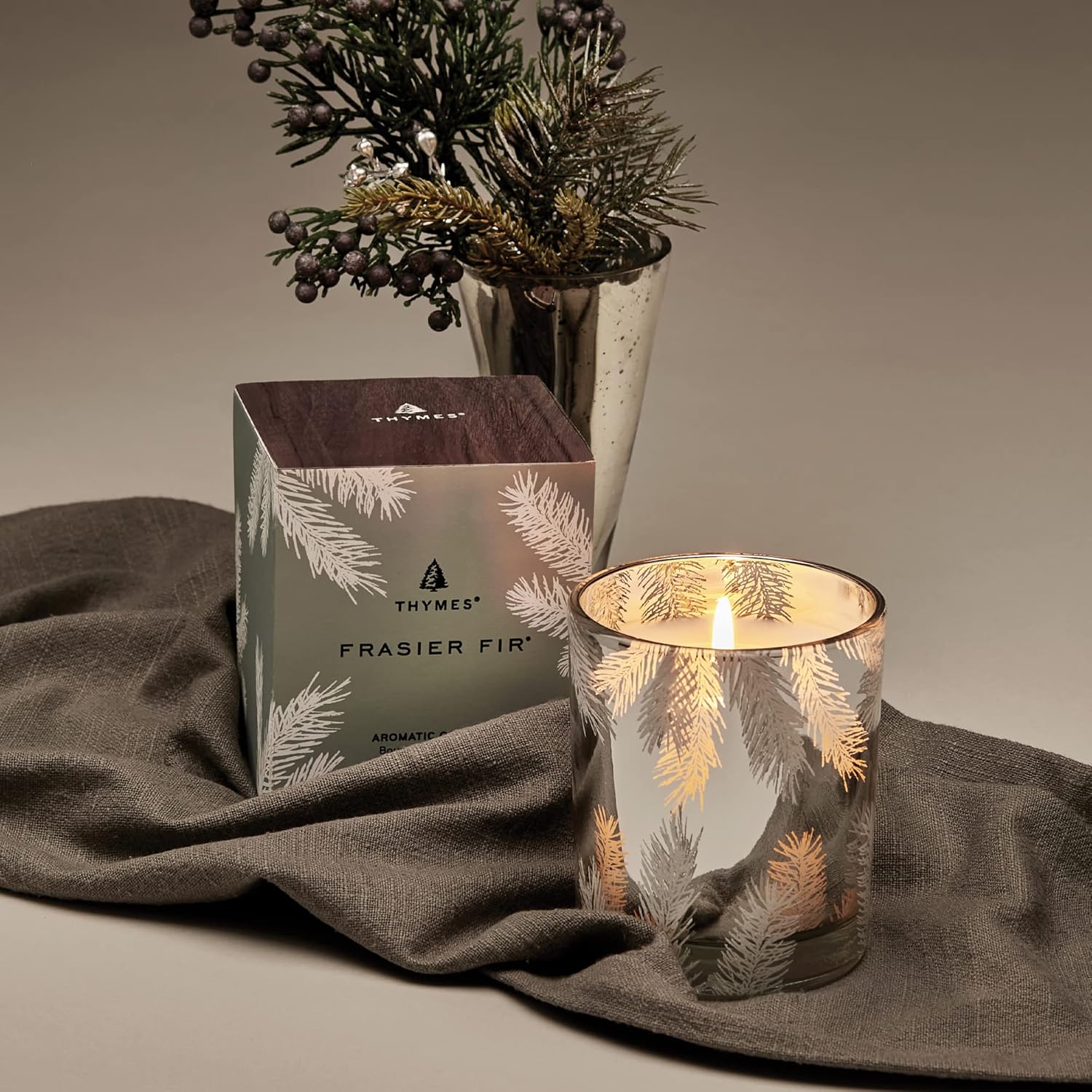 Thymes Thymes Frasier Fir 6.5oz Silver Poured Candle - Little Miss Muffin Children & Home