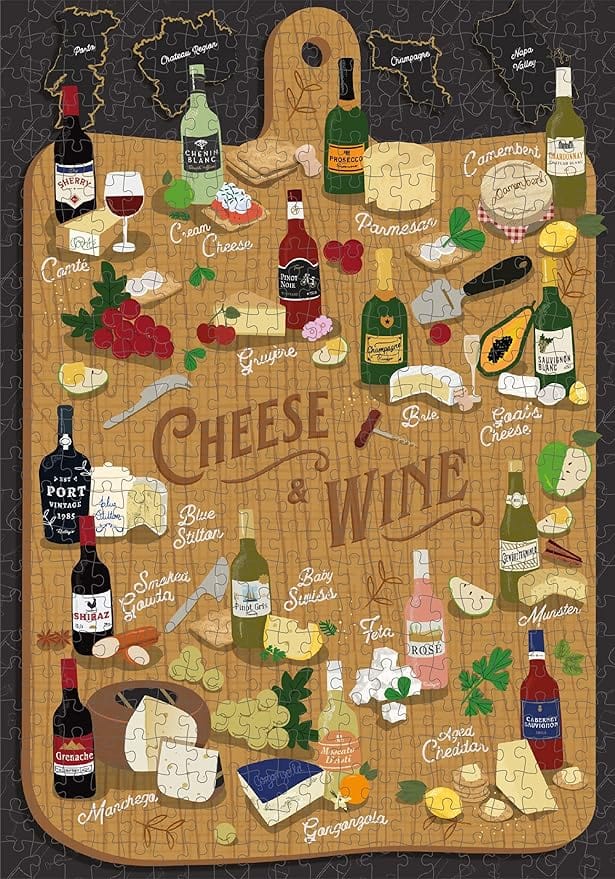 Hachette Book Group Cheese + Wine 500 Piece Jigsaw Puzzle in Canister - Little Miss Muffin Children & Home