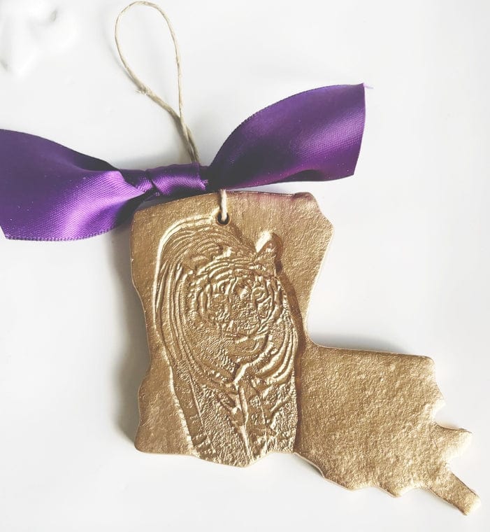 Rouge 225 Rouge 225 Hand Brushed Gold Leaf Louisiana Tiger Ornament - Little Miss Muffin Children & Home