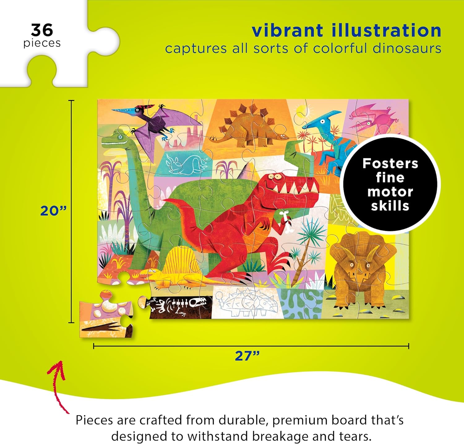 Crocodile Creek Crocodile Creek Dinosaurs 36 Piece Puzzle - Little Miss Muffin Children & Home
