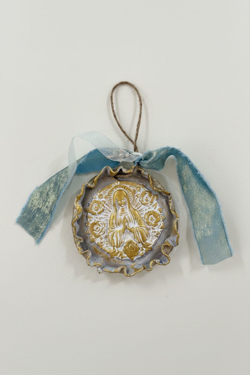 Mary 1/2 Body with Roses Religious Plaque