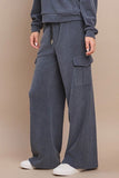 Yelete Corduroy Wide Leg Cargo Pants in Denim