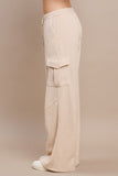 Yelete Corduroy Wide Leg Cargo Pants in Ivory