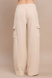 Yelete Corduroy Wide Leg Cargo Pants in Ivory