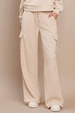 Yelete Corduroy Wide Leg Cargo Pants in Ivory