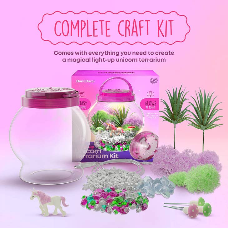 Surreal Brands Dan&Darci Light-Up Unicorn Terrarium Kit - Little Miss Muffin Children & Home
